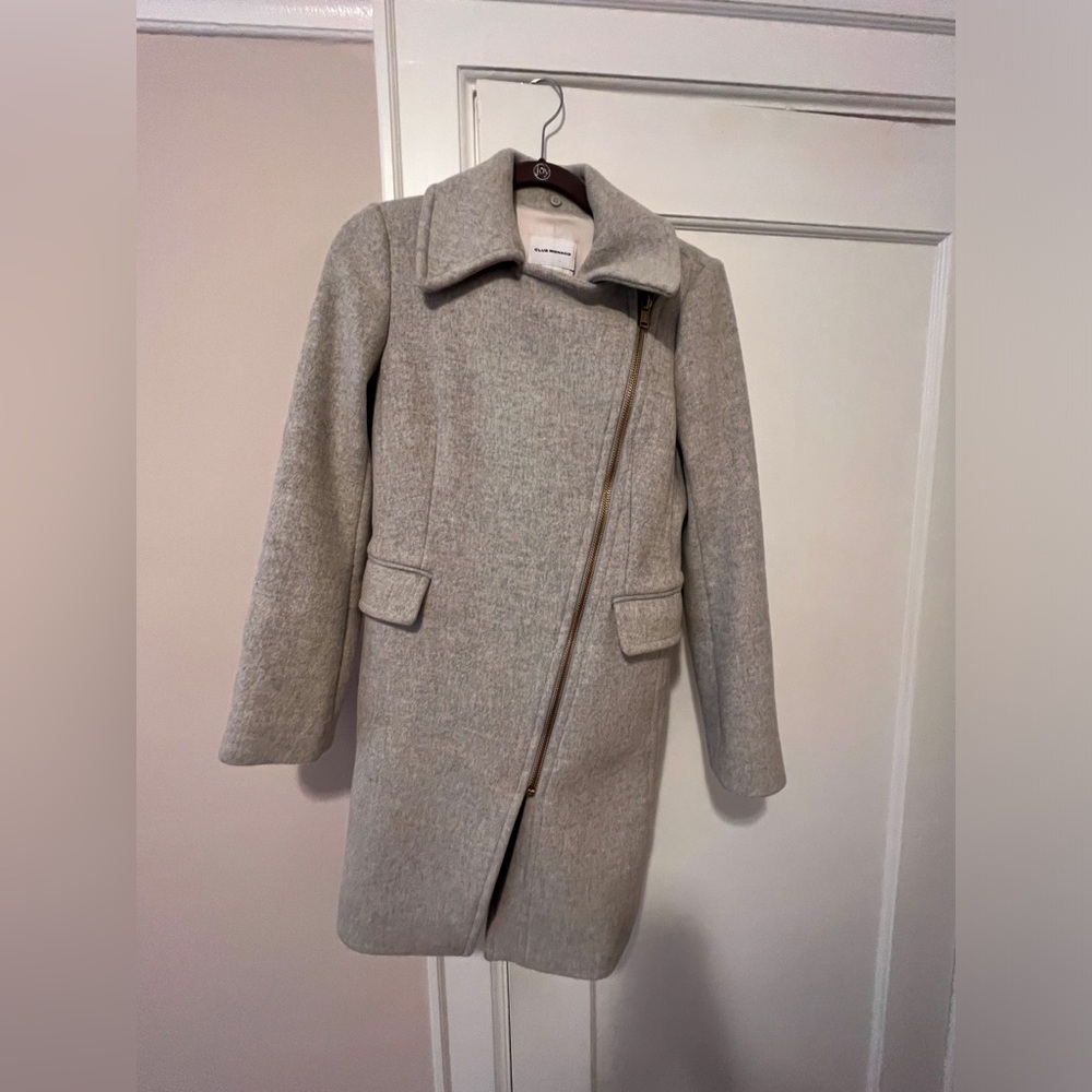 Club Monaco Grey Coat w/ Faux Fur Detachable Hood